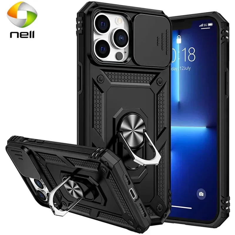 

Military Grade Armor Stand Case with Slide Camera Cover for IPhone 16 14 Plus 13 15 Pro Max 12 16promax 16plus 16pro Magnetic