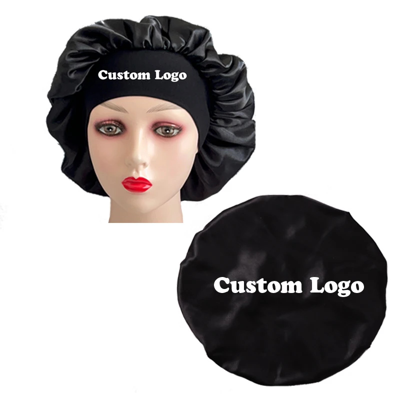 Custom Logo Kit Wig Band For Edge Satin Bonnet Silk Bonnet Hair Bonnet For Sleeping 3Cm Lace Melting Band Reusable Hair Care Cap