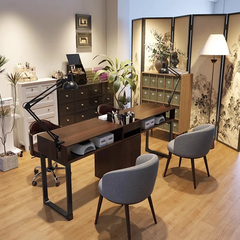 Italian Simple Nail Desk Elegant Classic Aesthetic Premium Nail Desk Durable Exquisite Table Ongle Manucure Salon Furniture