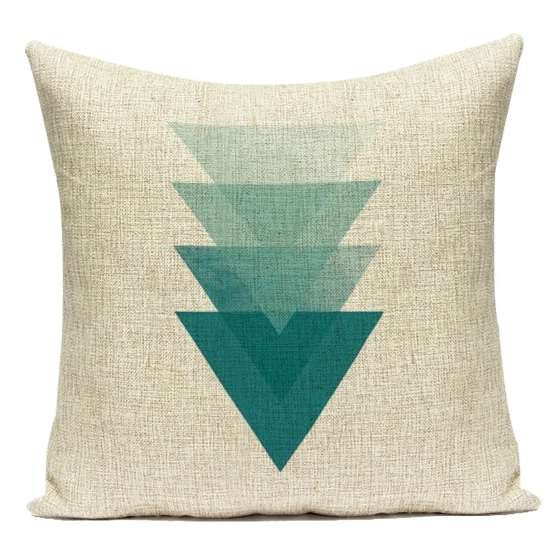 Nordic Style Green Geometric Mountain Arrow Blue Deer Pillow Cover Case Decoratives Polyester Sofa Home Cushion Cover