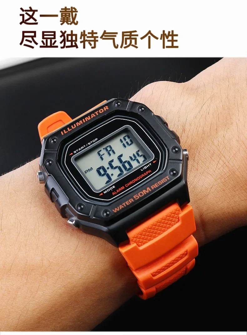 Hochwertiges Kautschukarmband für Casio Watch W-218h / F-108 AE1200 / 1000 / 1300 Harz-Silikon-Uhrenarmband 18 mm – Detail 4