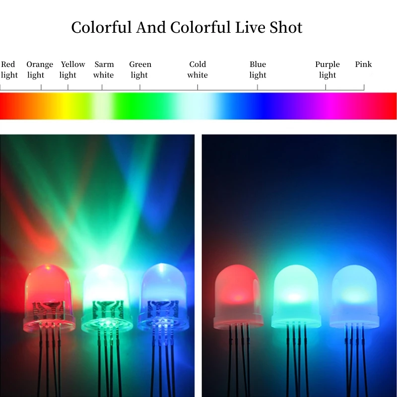 20~2000Pcs F10/10mm Full Color Fog Shaped Co Cathode/Co Anode Four Legged Full Color RGB LED Light Emitting Diode Beads