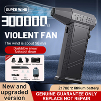 Mini Air Blower 300000 RPM Handheld Electric Turbo Jet Fan 58m/s Wind Speed Brushless Motor Violent Fan with 3 nozzles