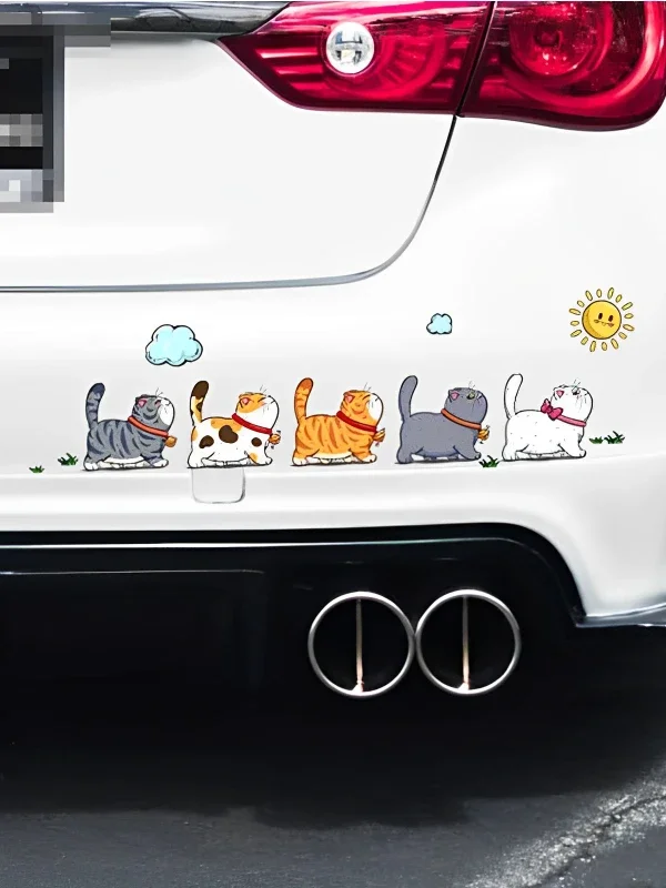 Stiker Mobil Dekorasi Stiker Tahan Air Hiasan Hewan Kucing Memanjat Lucu Dekorasi Stiker Kreatif Jendela Rumah Bodi Mobil, 20CM