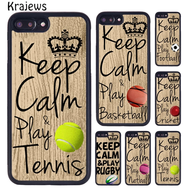 Krajews Keep Calm Play Football Rugby Tennis Phone Case For iPhone 16 15 14 XR XS 11 12 mini 13 Pro MAX Plus coque