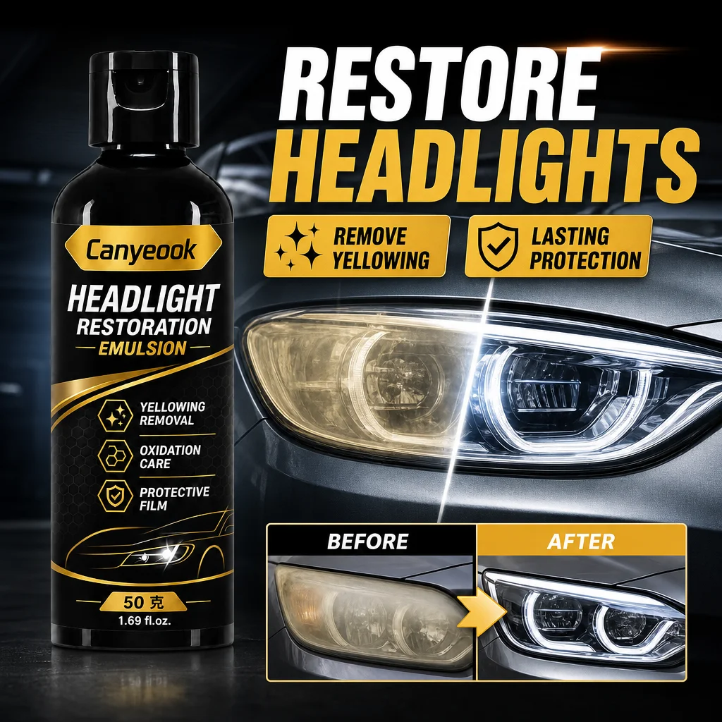 QIFENGHE Headlight Restoration Cream 50g Removes Yellowing Oxidation Restores Clarity UV Protective Coating