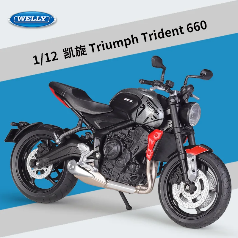 WELLY 1:12 2021 Triumph Trident 660 - Modern Middleweight Street Bike Alloy Die-Cast Model, Official Licensed Collectible Cars