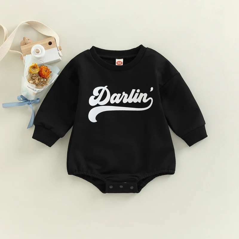 Newborn Baby Boy Girl Crewneck Sweatshirt Romper Oversized Long Sleeve Bodysuits Outfit Cute Fall Spring Tops Clothes