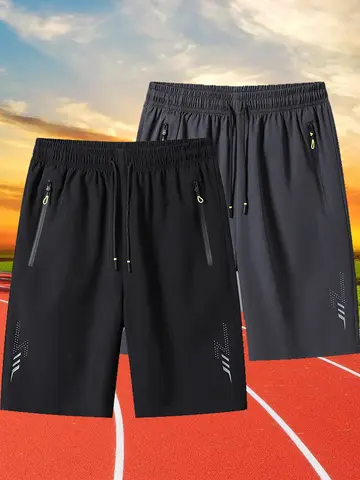 Summer Men's Shorts Cool Sportswear Running Sport Shorts Casual Bottoms Gym Fitness Training Jogging Short Pants Men Black Gray