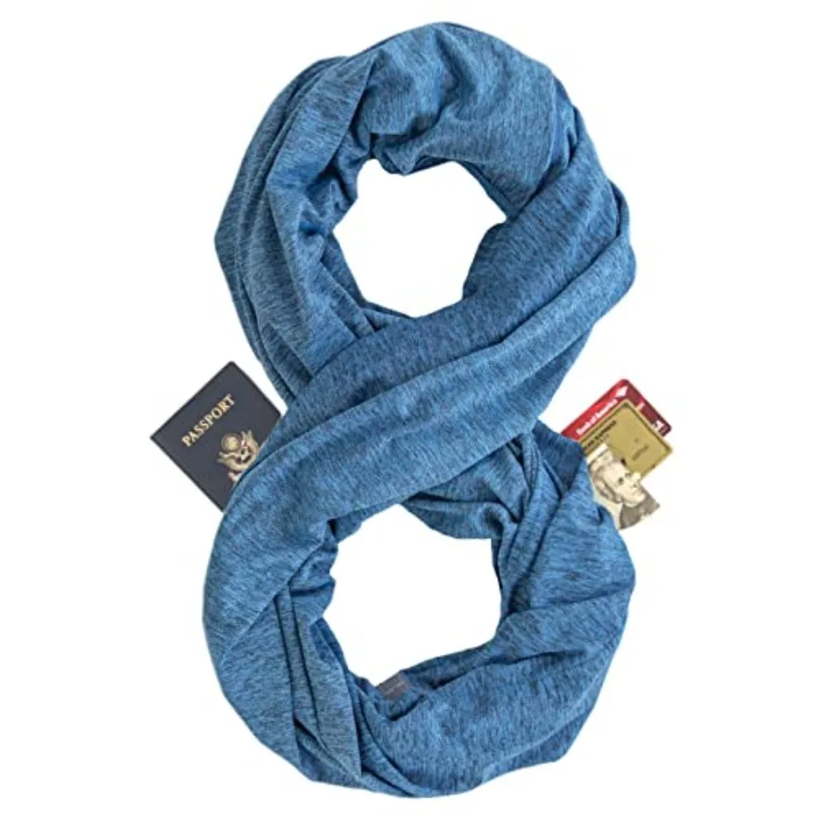 

Infinity Travel Scarf Loop with Hidden Zipper Pockets for Passport Phone Cash Cards