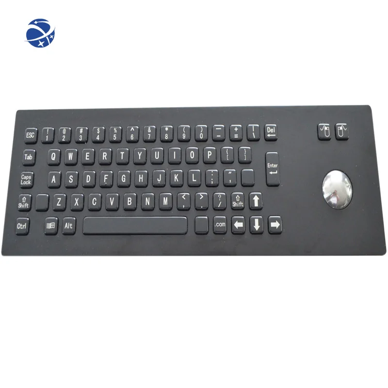 Black standard IP65 67 keys black metal keyboard with trackball