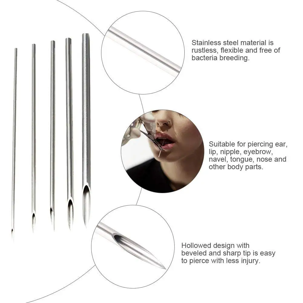 12G 14G 16G 18G 20G 5/10/30/50 Stuks Piercing Naalden wegwerp Body Piercing Naalden Oor Neus Navel Tepel Piercing Piercing Kits