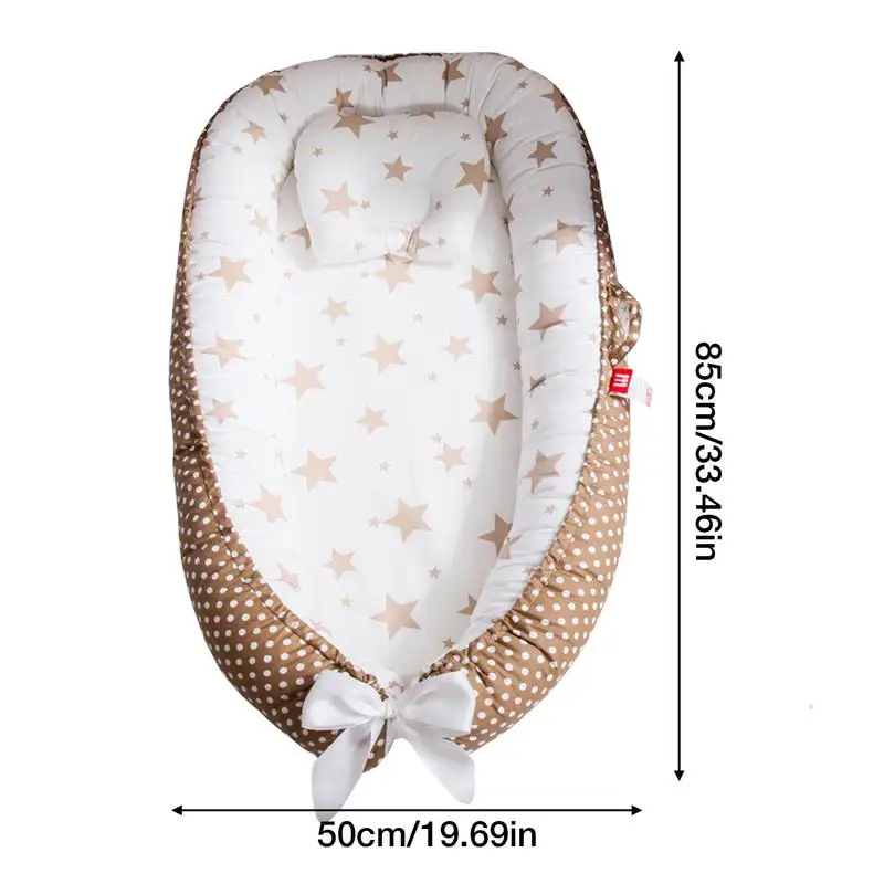 Newborn Baby Nest Bed Portable Crib Travel Bed Baby Lounge Bassinet With Pillow Cushion For Baby Sleeping 85x50cm Cradle Small