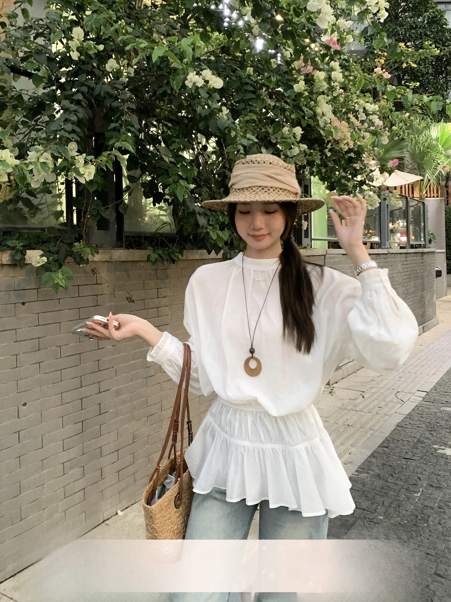 

Loose Long Sve Women's irt Casual Sle Loose Fit Waist-Cinching Slimming Korean Sle Spring Early Spring Faionable Top