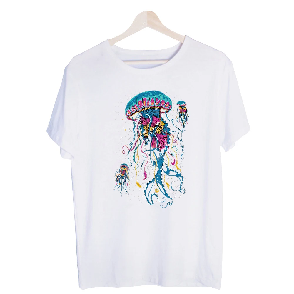 Men's Jellyfish Graphic Tee, Short Sleeve Crew Neck T-Shirt for Summer Casual Wear and Beach Outfits