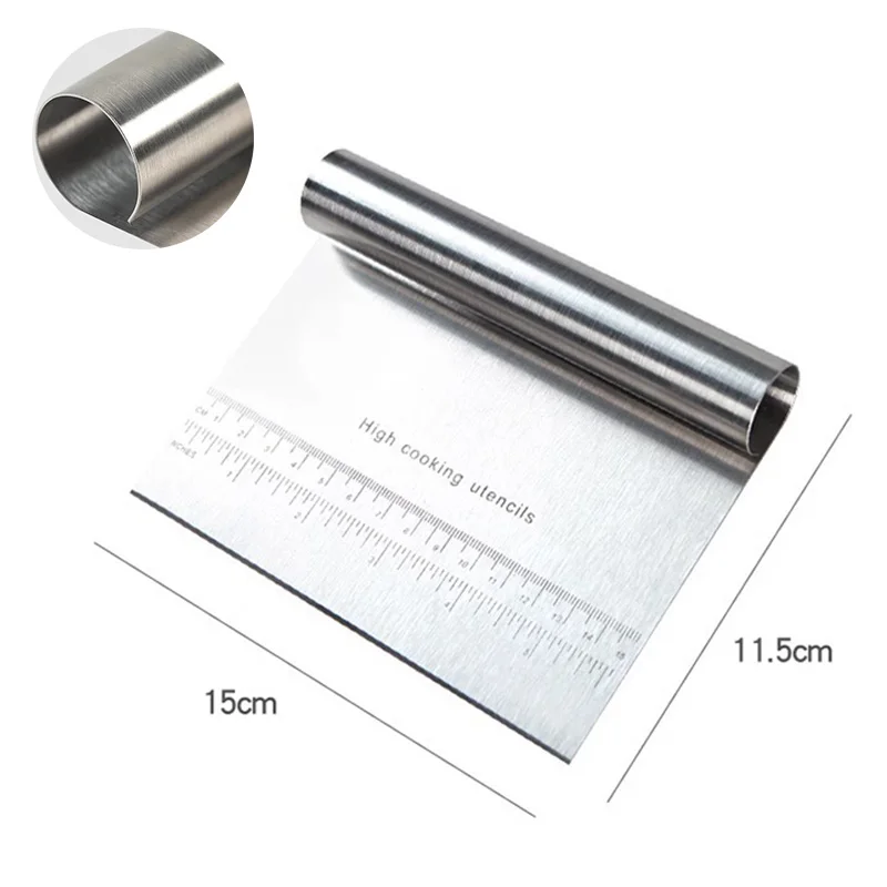 1PCS Stainless Steel Cake Scraper Dough Pastry Cutter DIY Baking Bread Separator Pizza Cutter Kitchen Measuring Cake Spatulas
