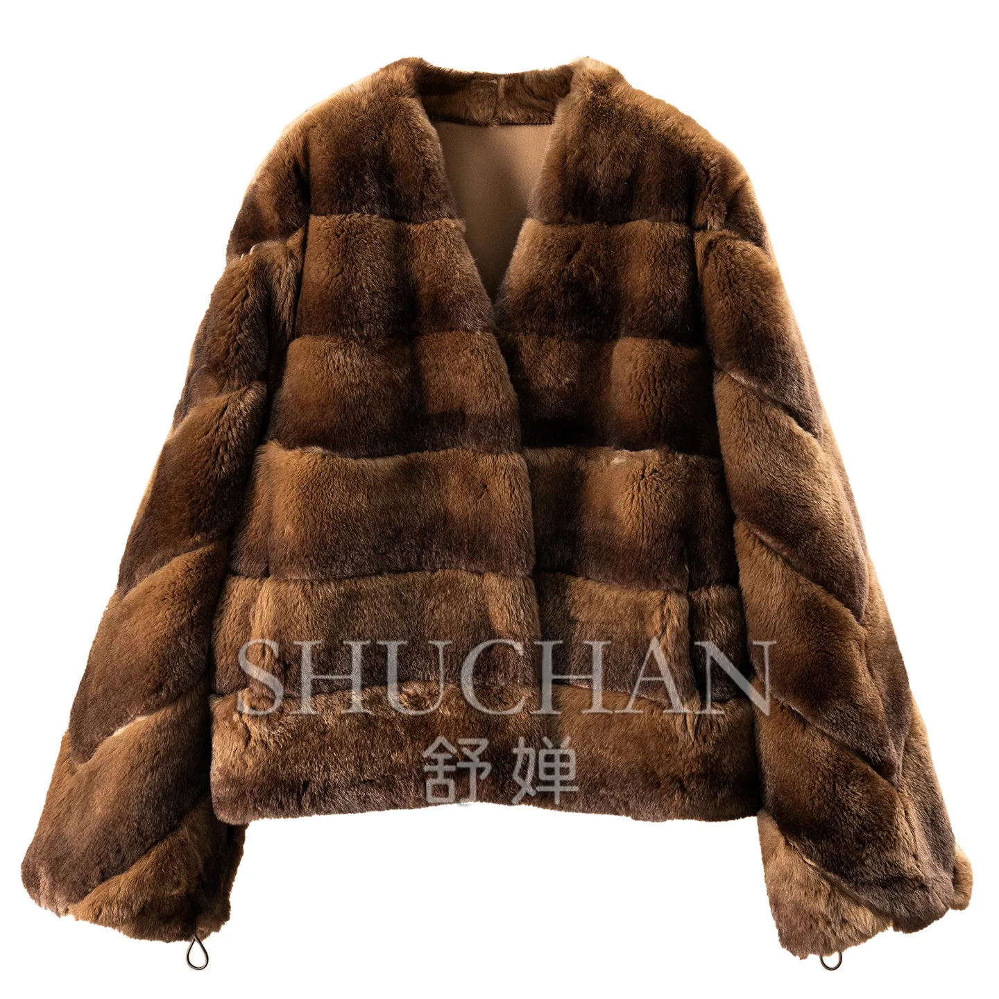 Rabbit King Rex Rabbit Cut Fur Coat Short Jacket Women's E512 Casaco Feminino De Inverno Super Quente
