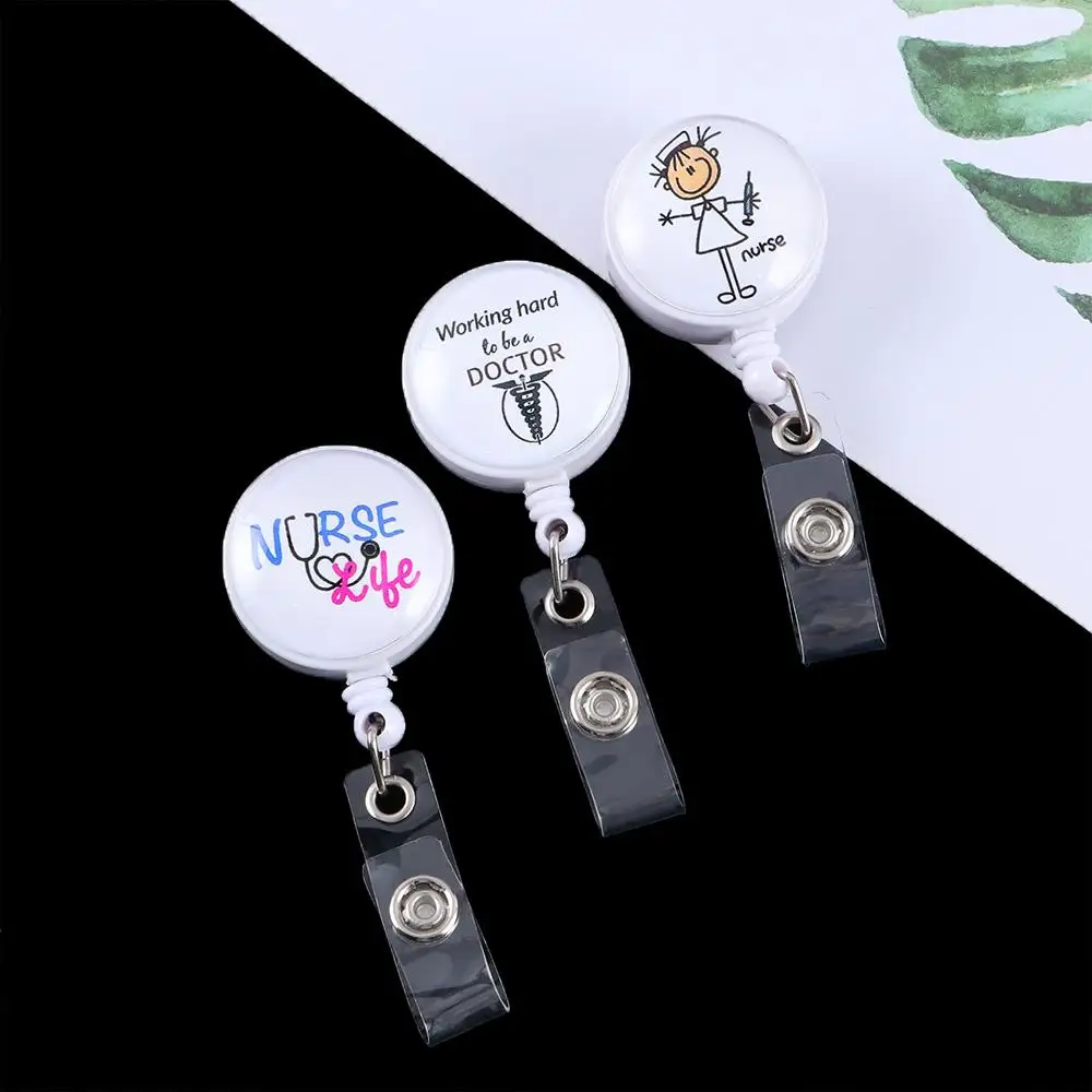 Cute Students Medicine Cartoon Reel Clip Nurse Doctor Retractable Badge Reel Name Card Holder Badge Holder