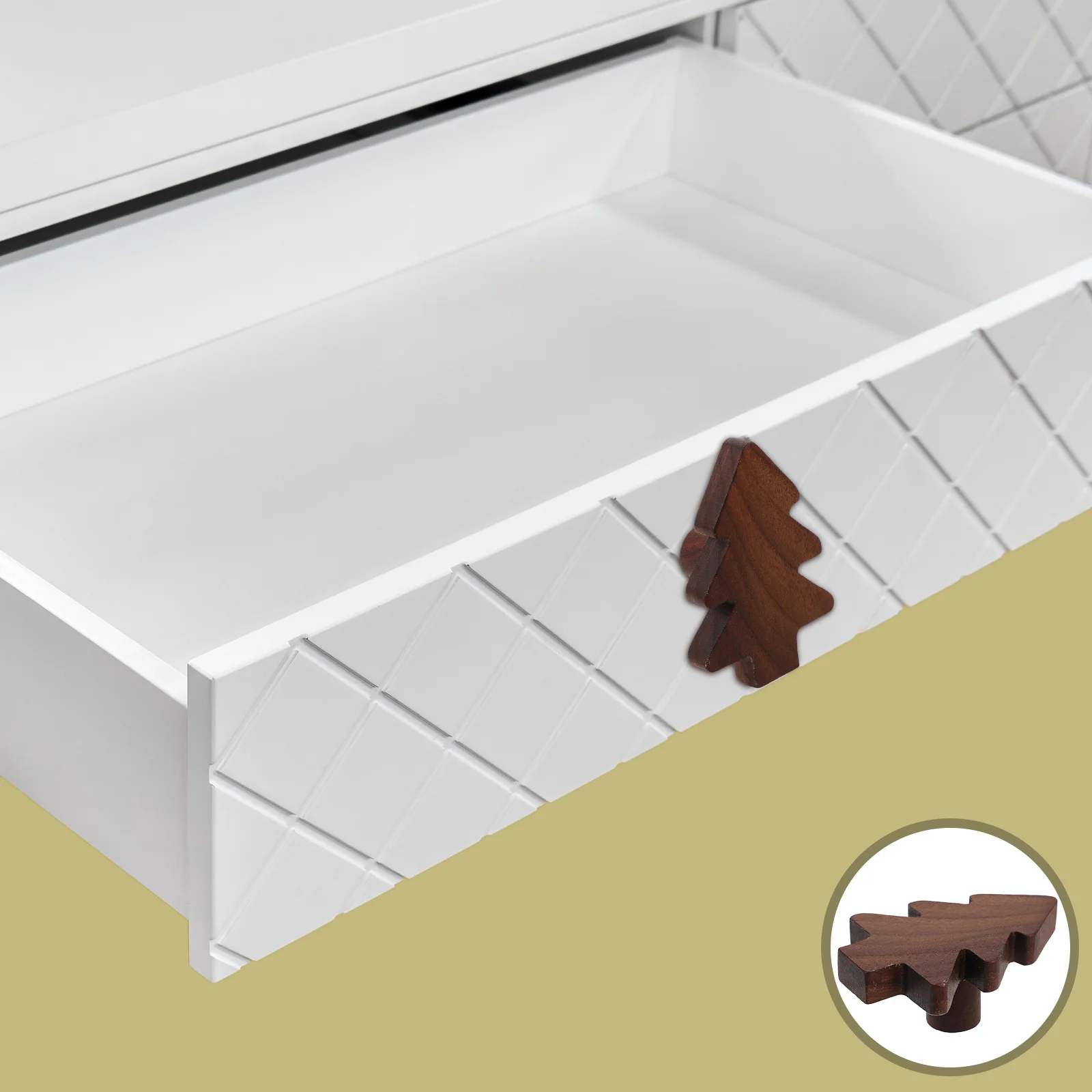 

3Pcs Christmas Tree Wooden Cabinet Knobs Decorative Drawer Pull Handles Dresser Furniture Door Handles Holiday Decor