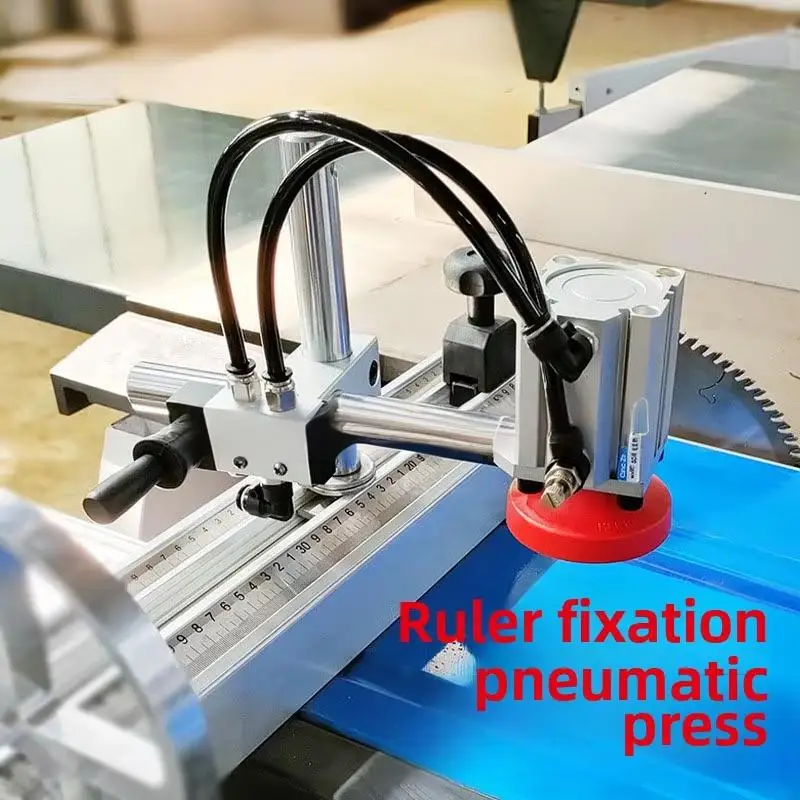 Precision Pneumatic Sliding Table Saw Woodworking Machinery Parts Ruler Press Material Cutter Panel Front Material Thickness