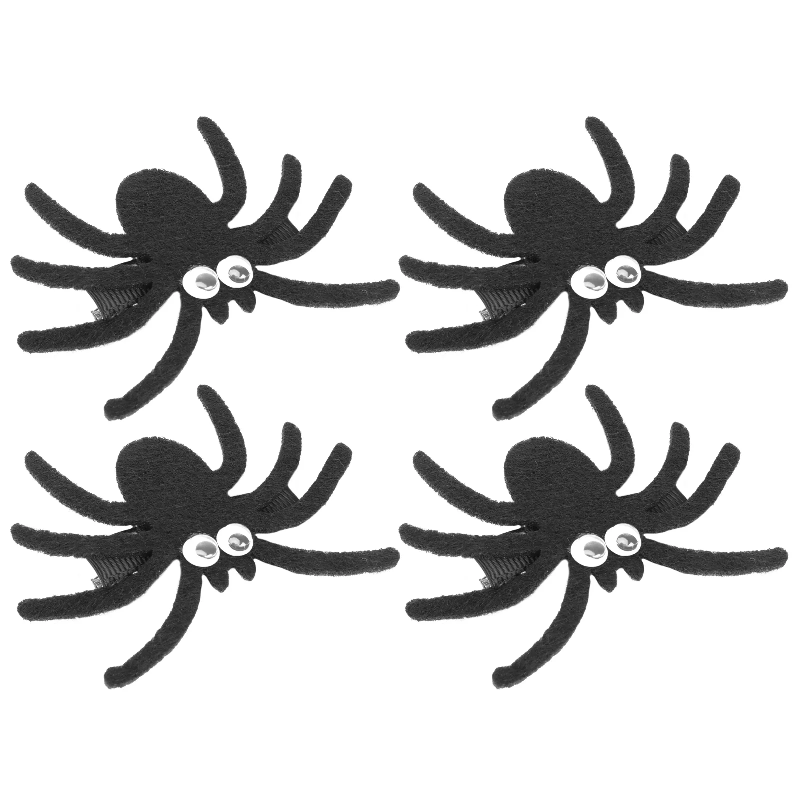 

4 Pcs Flocking Spider Decoration Hairpin Barrettes Halloween Prop Clip Accessories Plastic Clips
