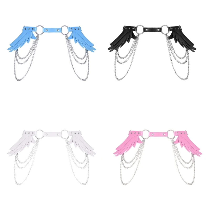 

Y2k Angel Wing Rivet Belt PU Thin Belt Adult Adjustable Waist Straps Dropship