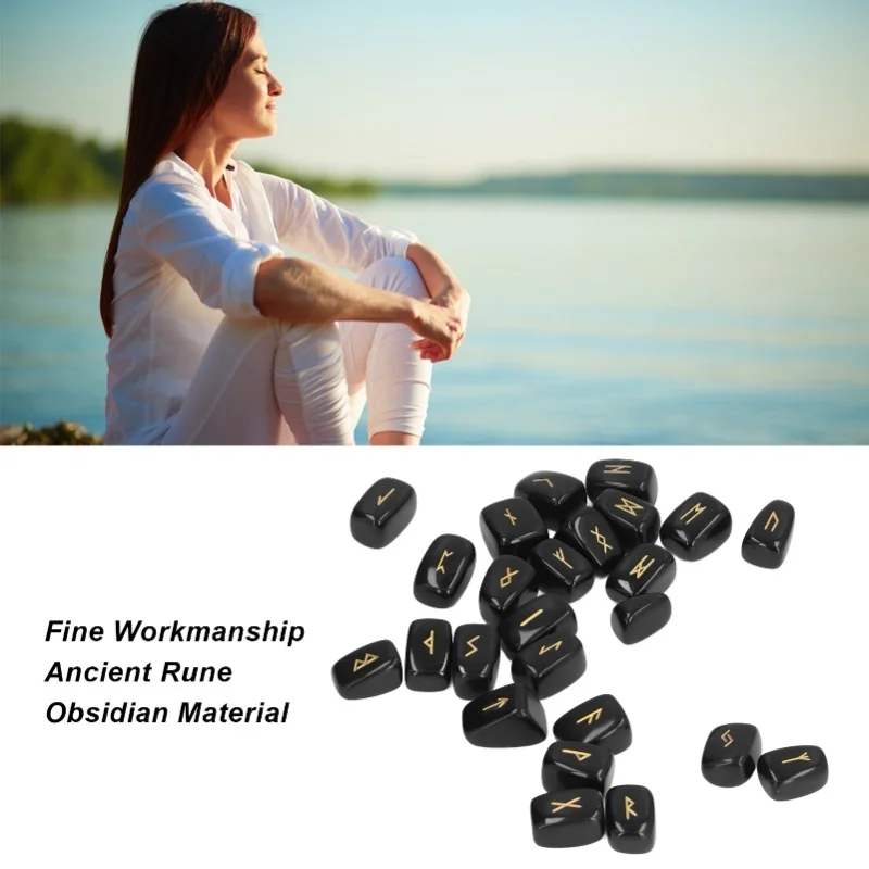 

D9 Rune Stones Ancient Rune Fine Workmanship Stylish Appearance Obsidian Material Runes Set Home Decor Room Decoration Stones