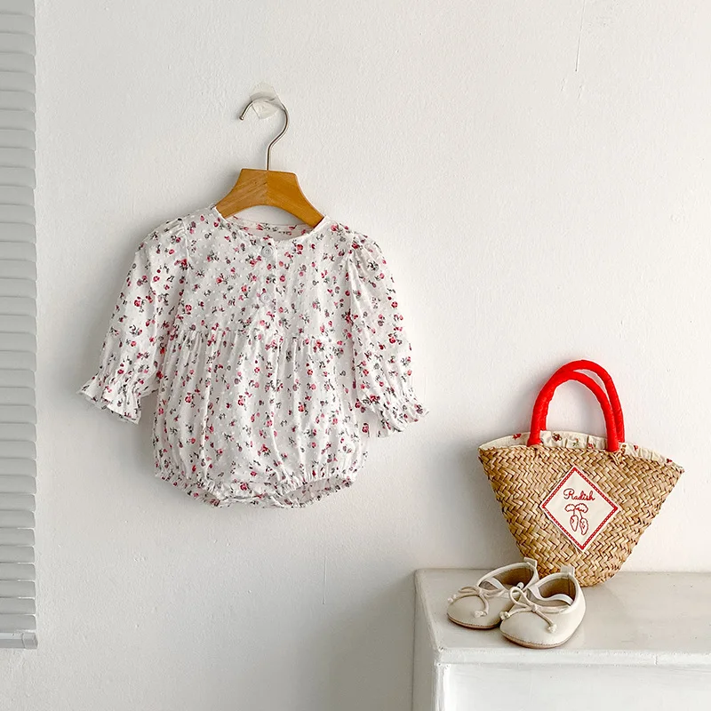 

Girls' Dress Spring New Floral Dress Newborn Romper Pure Cotton Infant Jumpsuit Children's Sister Outfit