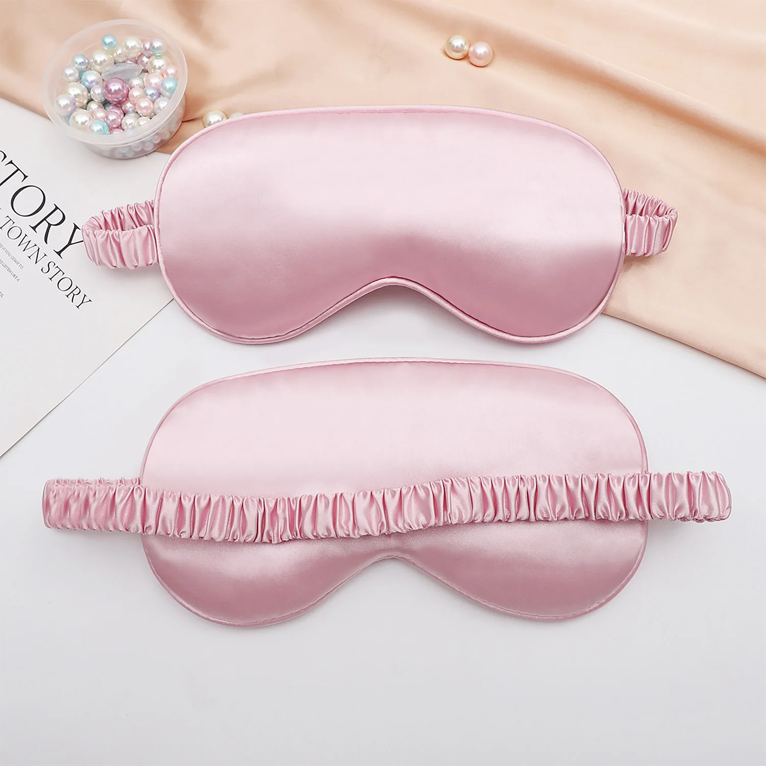 Schlafhaube für Damen, geeignet für lockiges Haar, verstellbare Satin-Schlafmütze mit Augenmaske und Haargummi, elastisch, schont das Haar, Haarpflege-Nachtmütze. – Detail 8