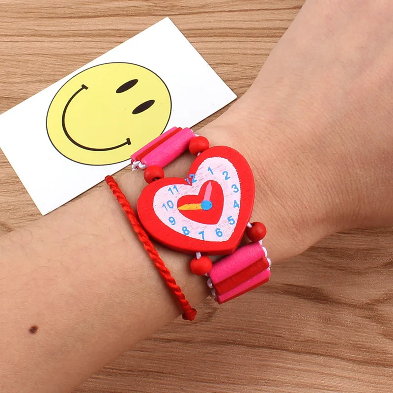 1pcs Cartoon Wooden Wristwatches Crafts Bracelet Watches for Kids Birthday Toys Learning Education Back To School Party Favors