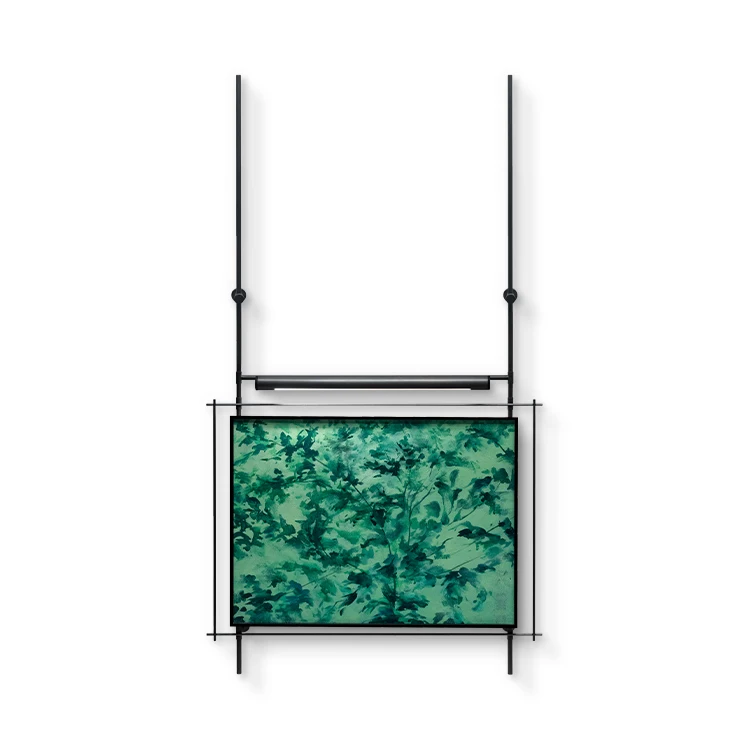 

Hotel villa project handmade stainless steel frame mural with lighting custom support home decoration