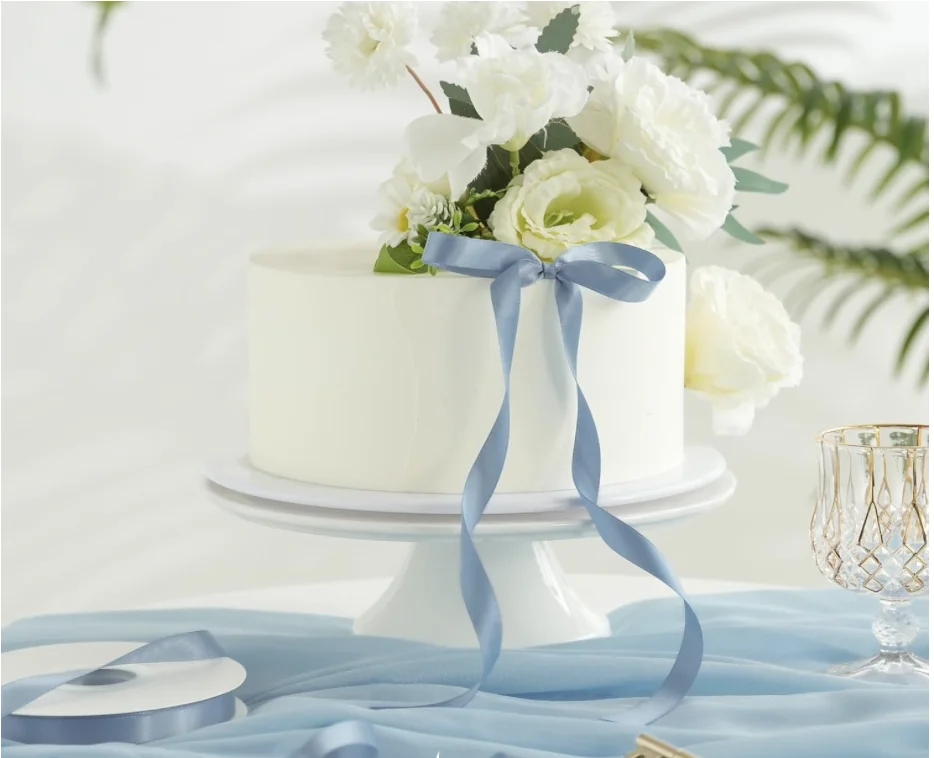 Dusty Blue Satin Ribbon 1/2 inch X 50 Yards Continuous, Blue Double-Faced Satin Ribbon for Gift Wrapping, Bows, DIY Crafts