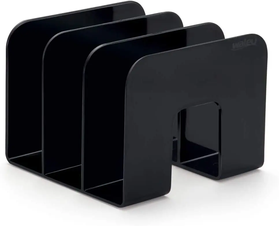 Organizador de mesa preto padrão, suporte do arquivo do escritório, organizador do livro, porta-revistas, Novo, 2023