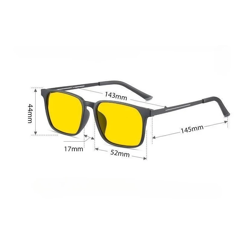 Photochrome Nachtsichtbrille Fahrbrille mit Blendschutz für Tag und Nacht, quadratische Fassung, grau getönt – Detail 4