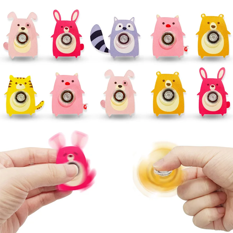 10PCS Cartoon Animal Small Fidget Spinner for Kids ADHD Stress Relief Sensory Toys Party Favors Goodie Bags Stuffers Boys Girls