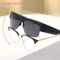 Gafas de sol polarizadas para hombre, gafas graduadas para miopía, lentes fotocromáticos negros, gafas de medio marco, gafas Vintage