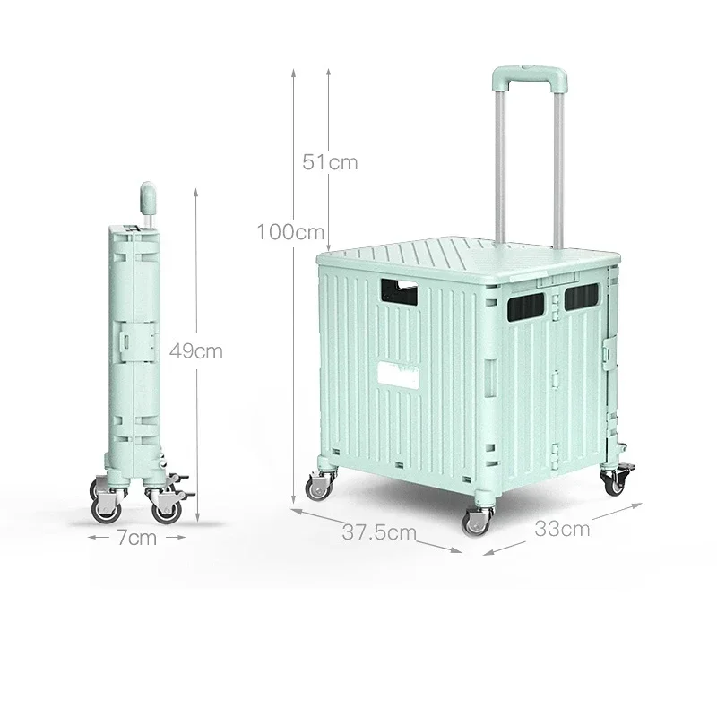 hot sale large capacity 4 universal wheels multifunction plastic shopping supermarket trolley folding shop cart