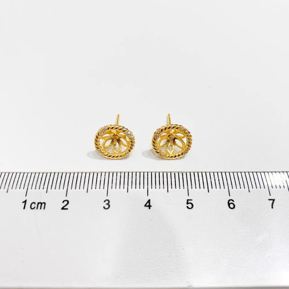 

3Pairs/Lot Round Cap Design S925 Silver Earrings Metal Parts Jewelry Making Not including pearls