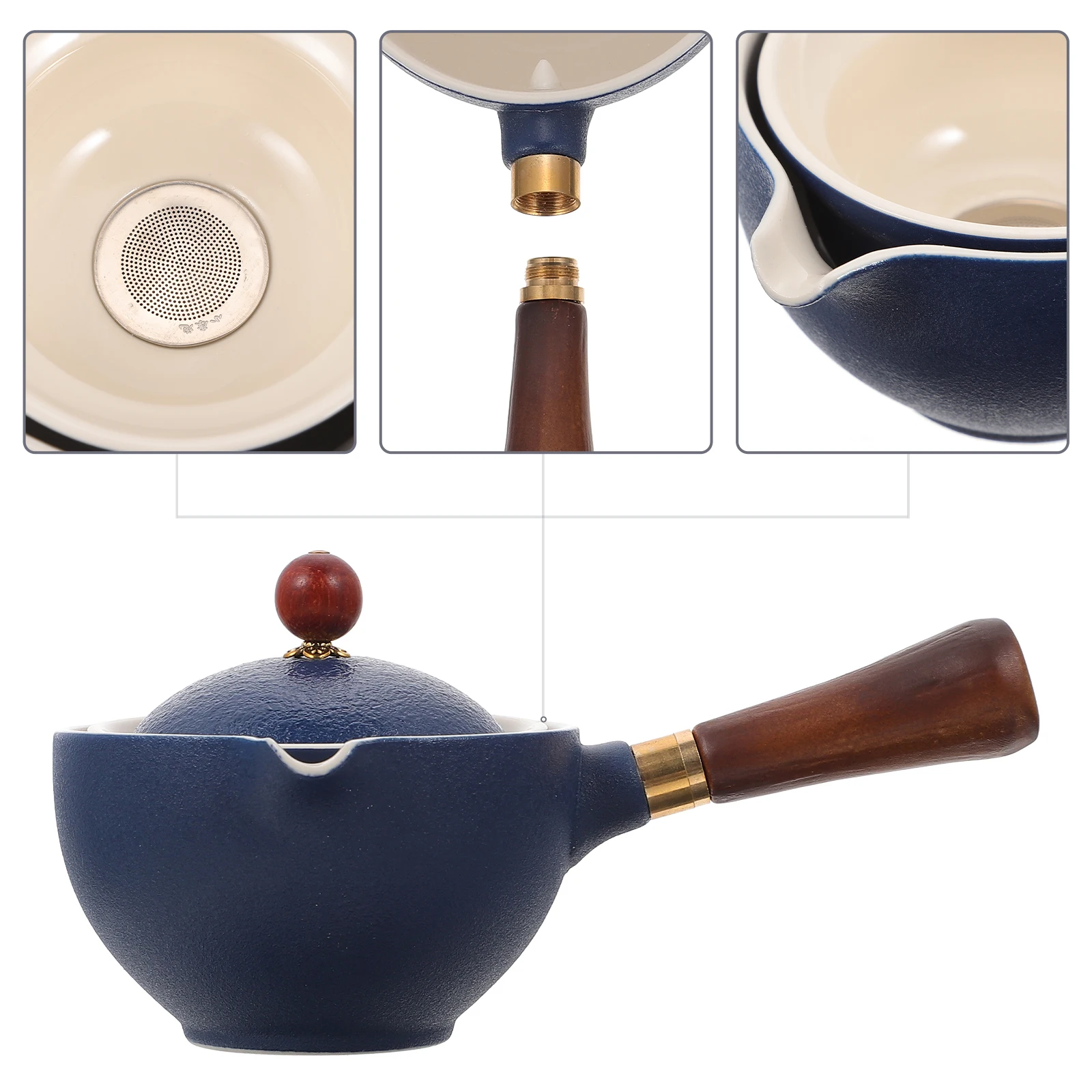 

Ceramic Teapot Exquisite Tea Set Side Handle Heat Resistant Teaware Elegant Design Retro Teapot Gift for Friends