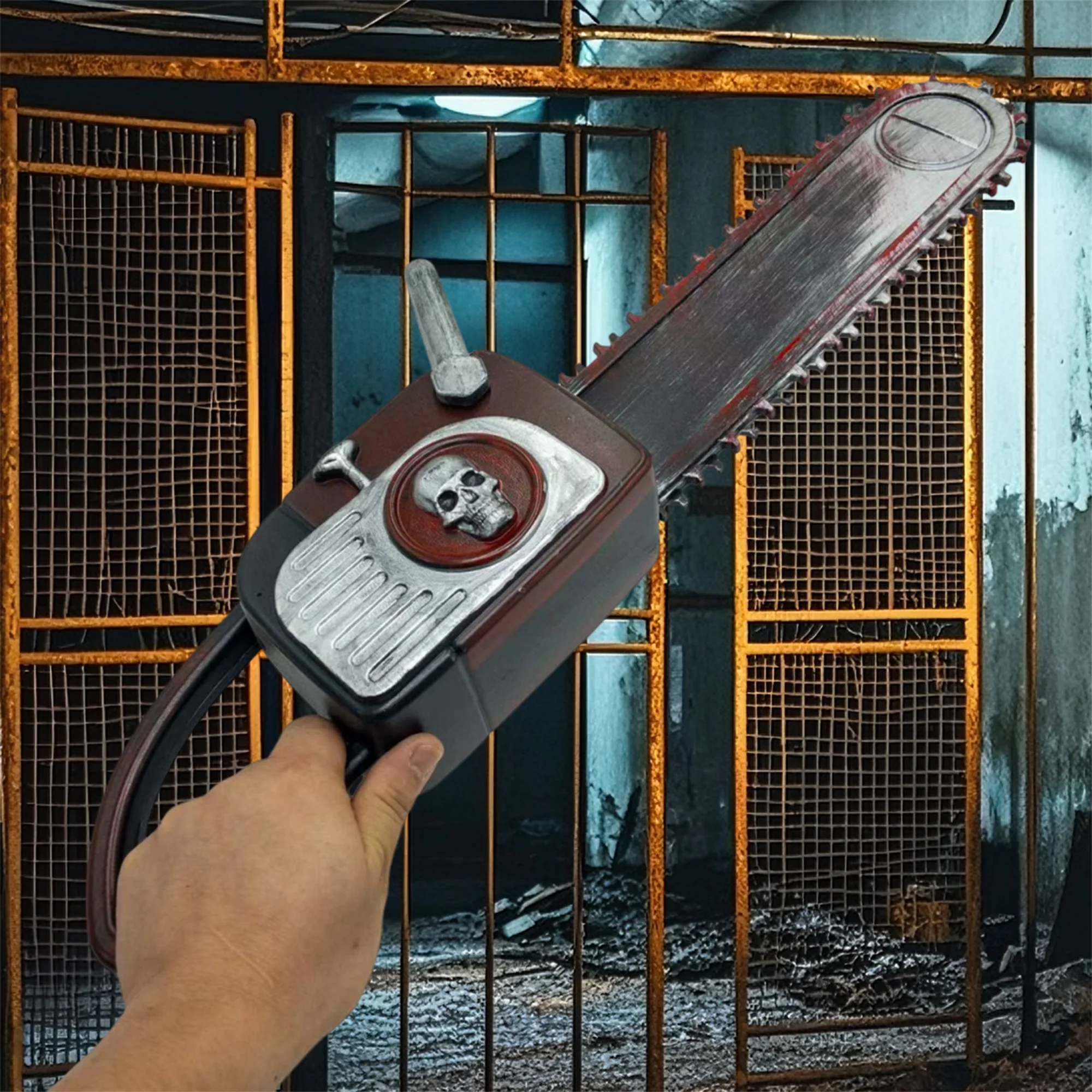 

Хэллоуин Кровавая бензопила Опора Страшная реалистичная поддельная бензопила для маскарада Косплей Костюм для вечеринки Поставки и украшения