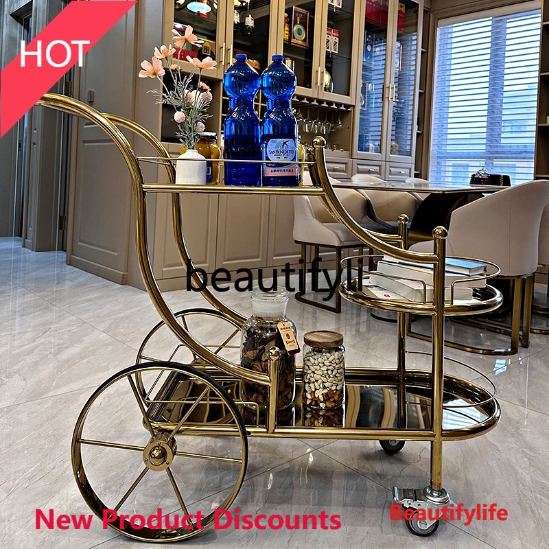 

smt45 New Hotel Restaurant Food Delivery Mobile Cart Commercial Three-Layer Beverage Tea Cart