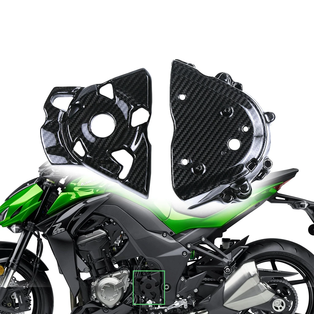 3K Carbon Fiber Motorcycle Accessories Sprocket Cover With Side Cover Kits For Kawasaki Z1000 2014 - 2017 2018 2019 2020 2021