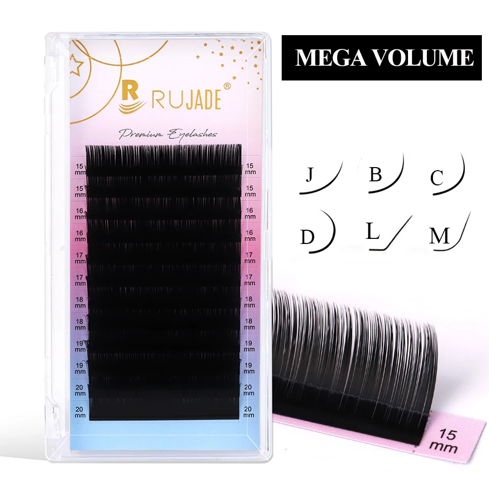 

Rujade B J C D Curl Matte Black Soft Mink Faux Individual Eyelash Extension Russian Volume Lash Regular Classic Lashes Extension