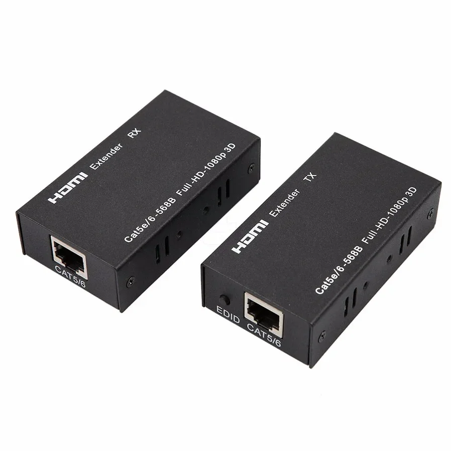 2Pcs 60m HDMI Extender Transmitter +Receiver Sender with RJ45 LAN CAT6 Signal Network Cable TX RX For CCTV Field HDTV DVD 1080P