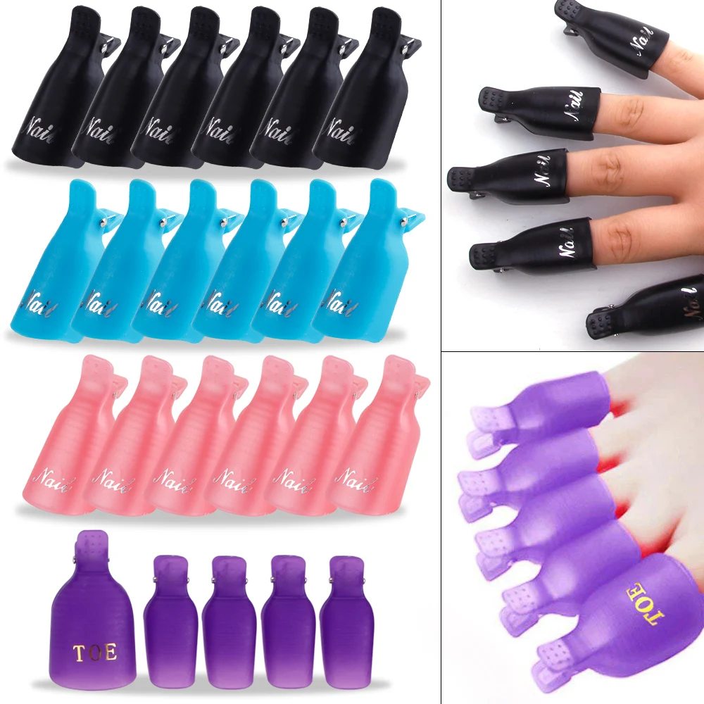 5/10Pcs Plastic Nail Clips Foot Toe Soak Off Cap Gel Polish Remover Wrap Semi-Permanent Cleaner Degreaser Manicure Nail Art Tool