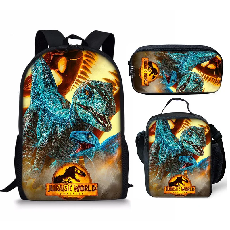 Jurassics World 3 Backpack Little TreasureMary Children's Cartoon Anime Backpack Shoulder Bag Pencil Case Cross Bag