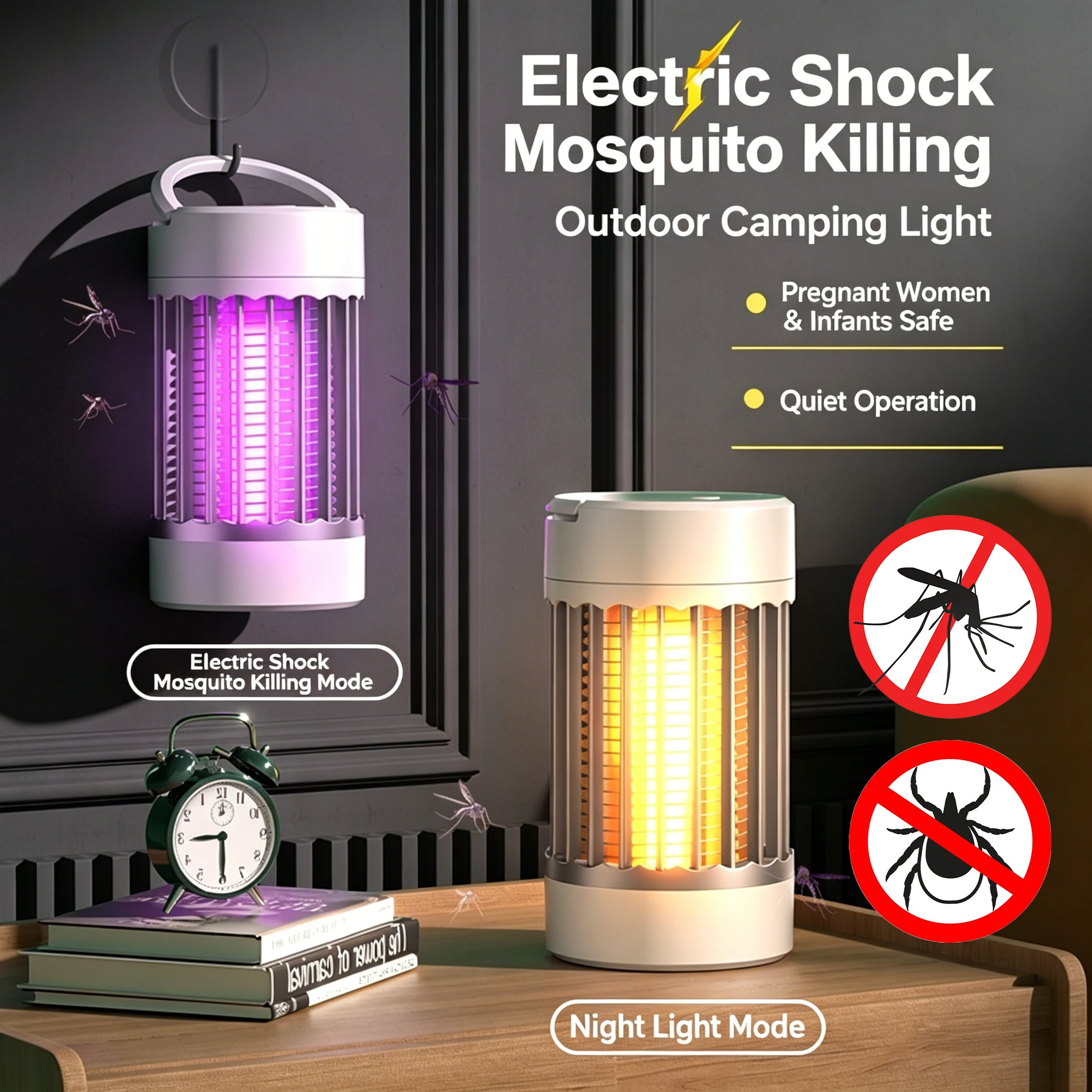Portable Electric Shock Mosquito Killer Lamp USB Rechargeable for Home Outdoor Camping New Mosquito Repellent Light
