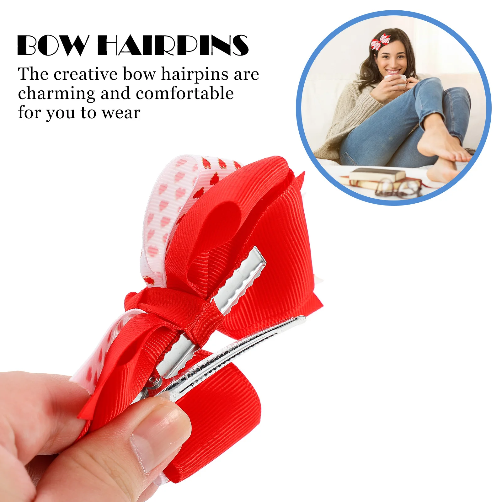 

3Pcs Valentine's Day Bow Hairpins Charming Hair Clips for Women Stylish Barrettes Suitable for Short Long Thick Hair Daily Wear