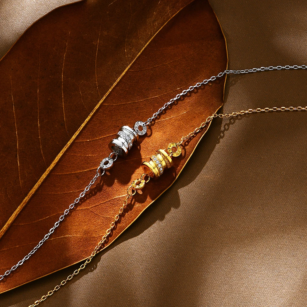 ATTAGEMS Moissanite Bracciale Collana con ciondolo per donna Set di gioielli in argento sterling 925 con ruota rotonda di fidanzamento Regalo di nozze 2 pezzi