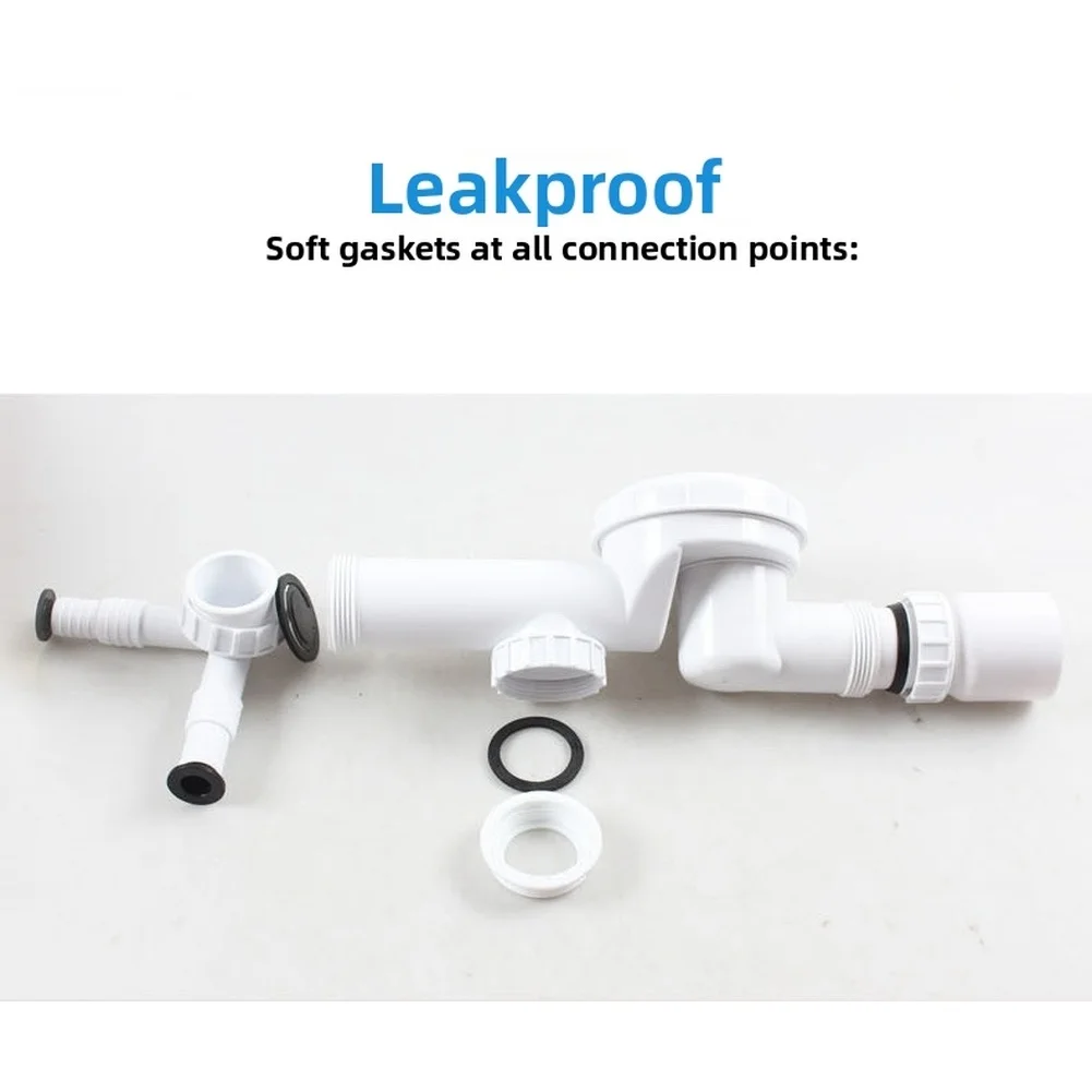 Drain Tube with Integrated Suppression System for Kitchen Sink Installations G1-1/4 and G1-1/2 Inch Thread Compatibility